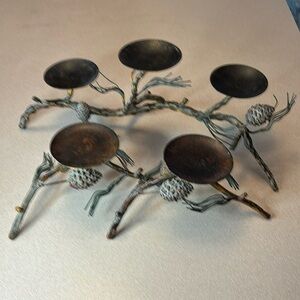 Vintage Rustic Pine Candelabras Set of 3